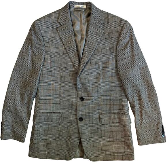 Lauren Ralph Lauren Men’s 38R Grey Plaid Blazer Wool Jacket Gold Accent - Picture 2 of 14